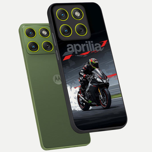  Dark Aprilla phone case For Moto Edge 70 showing premium glass back cover with detailed artwork