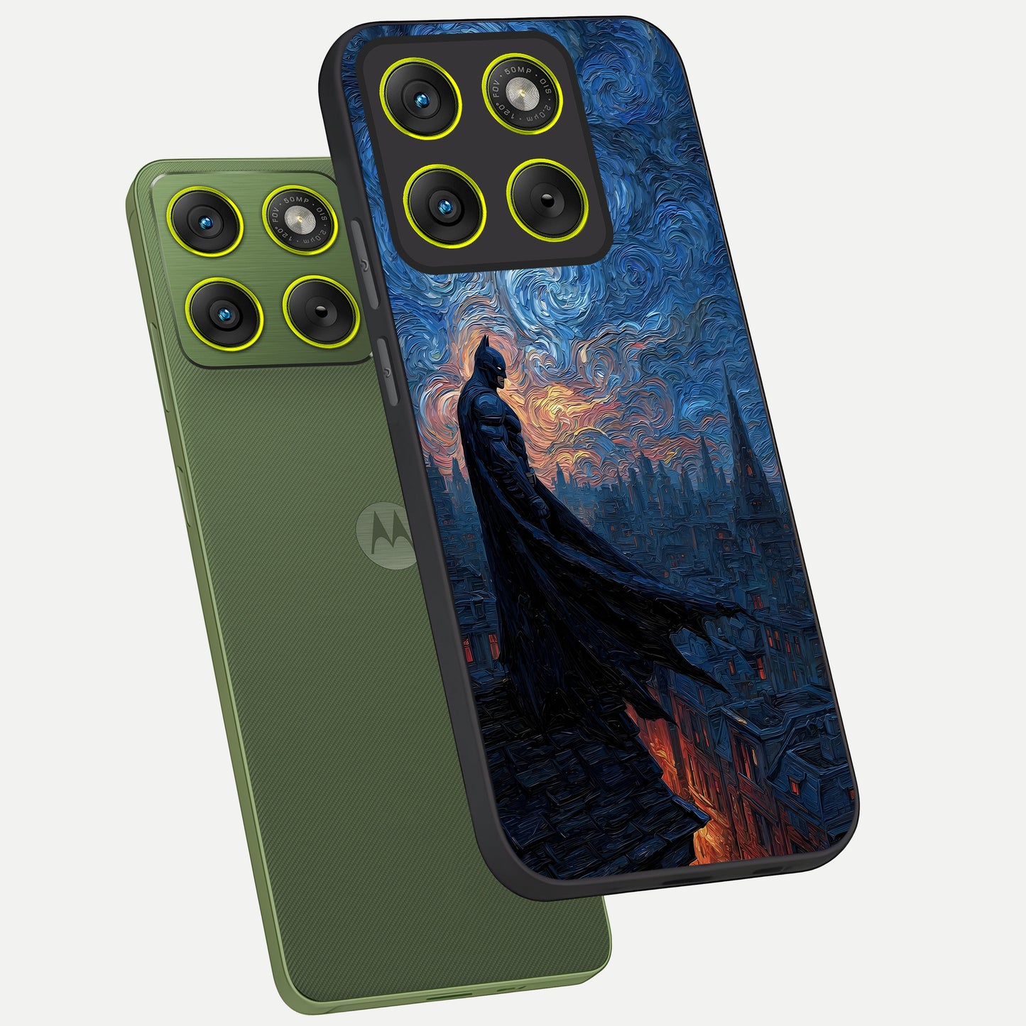  Dark Knight Dusk phone case For Moto Edge 70 showing premium glass back cover with detailed artwork
