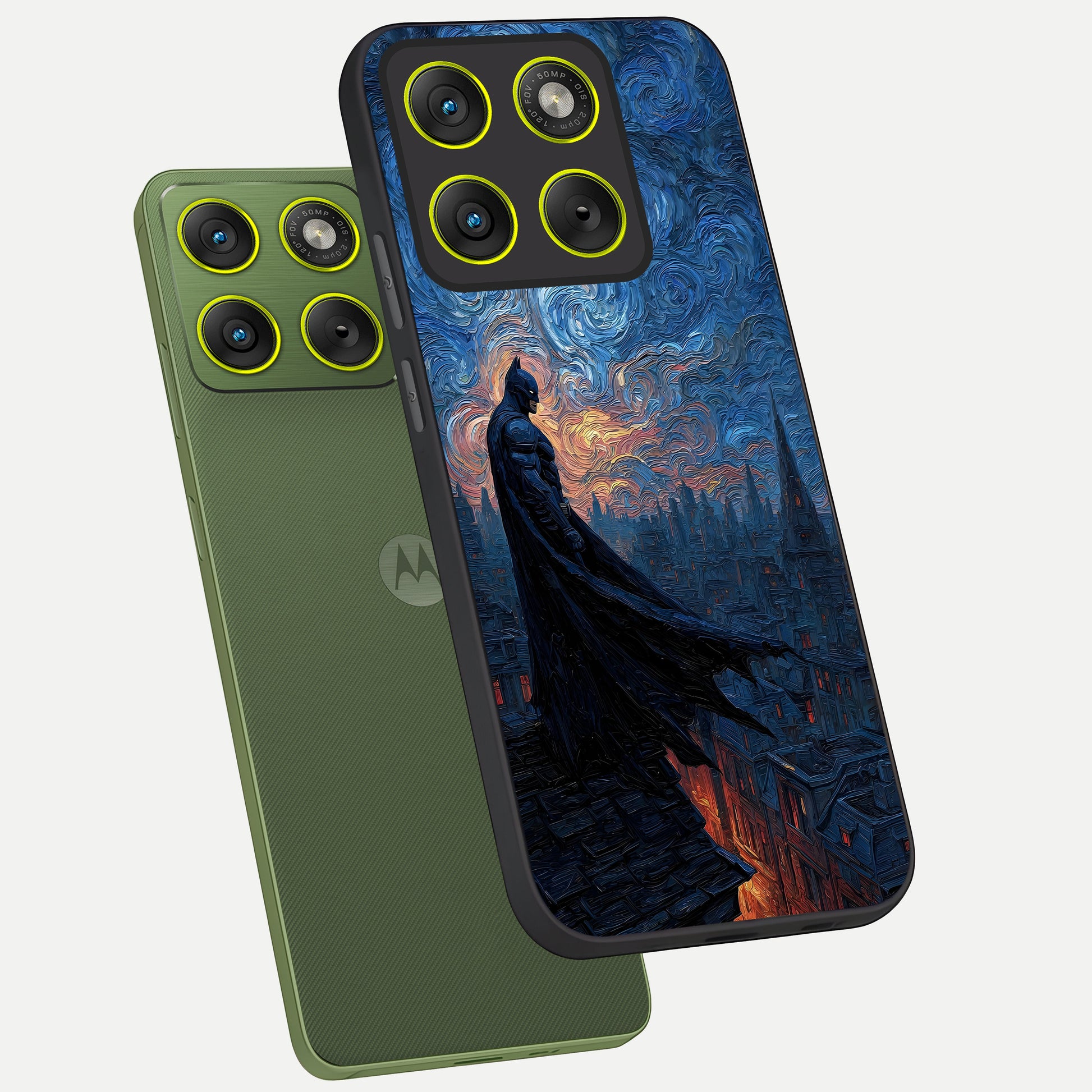  Dark Knight Dusk phone case For Moto Edge 70 showing premium glass back cover with detailed artwork