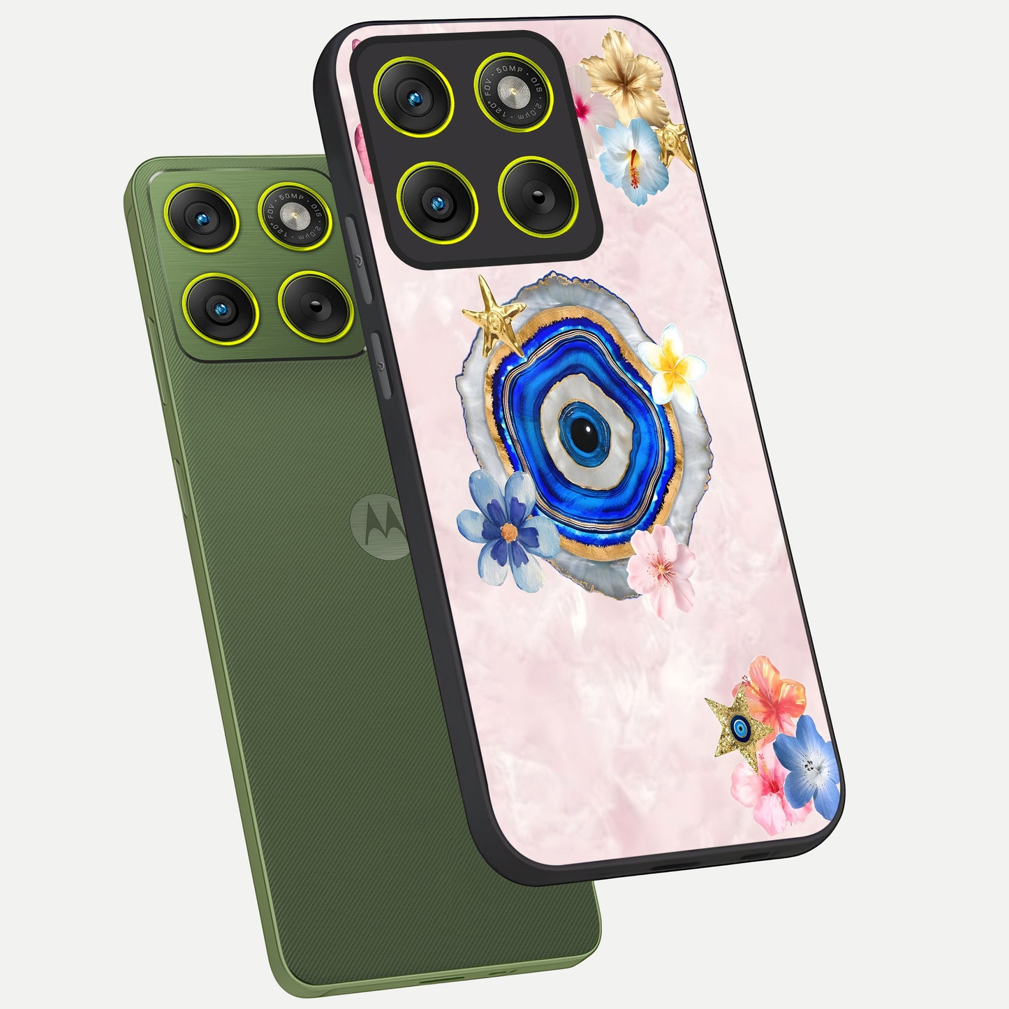  Divine Aura Bloom phone case For Moto Edge 70 showing premium glass back cover with detailed artwork