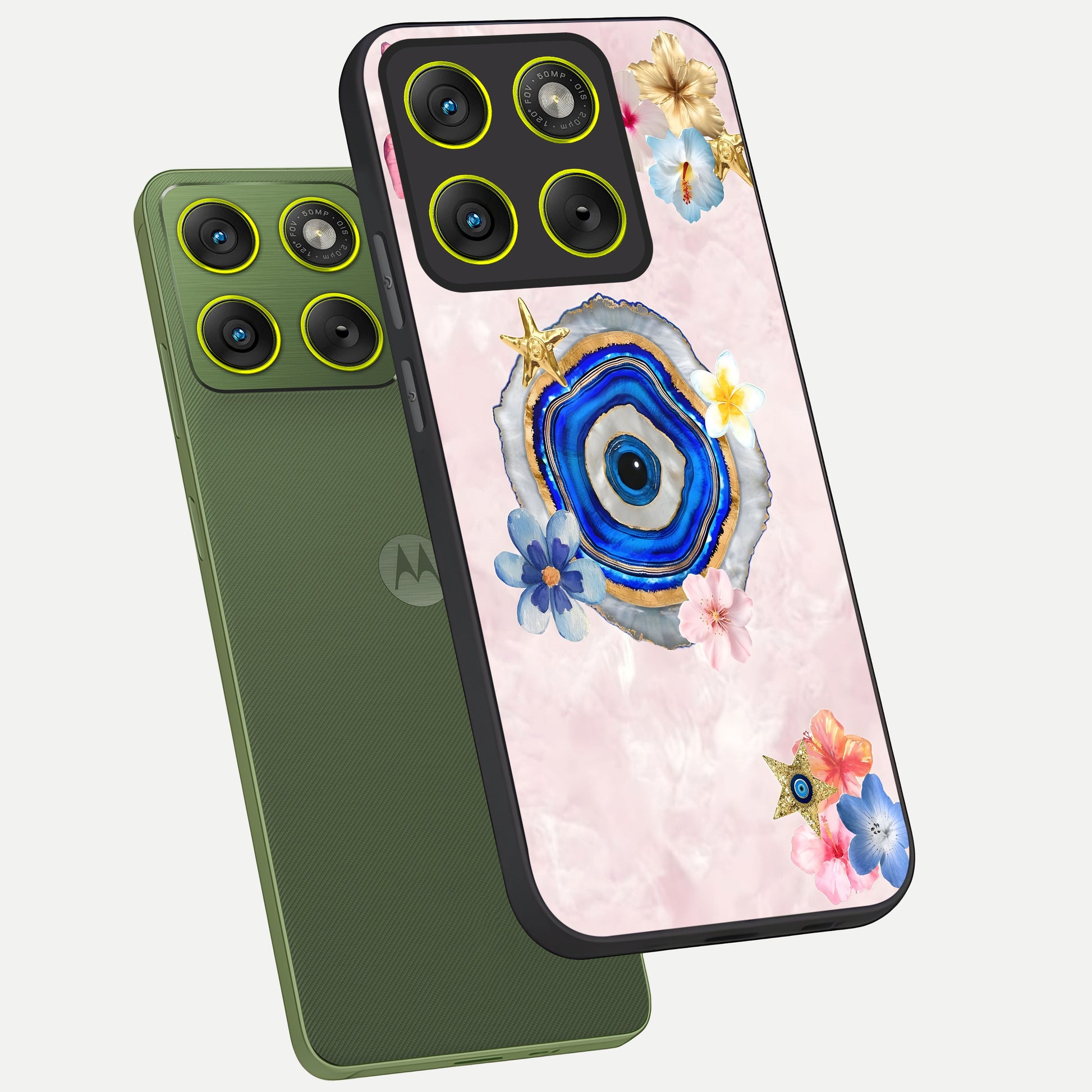  Divine Aura Bloom phone case For Moto Edge 70 showing premium glass back cover with detailed artwork
