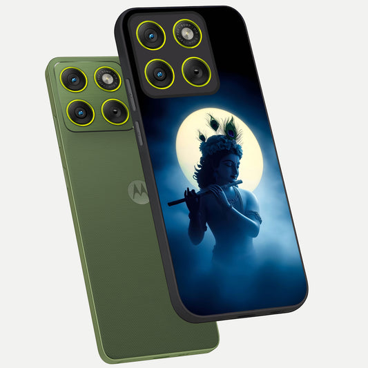  Divine Moon Flute phone case For Moto Edge 70 showing premium glass back cover with detailed artwork