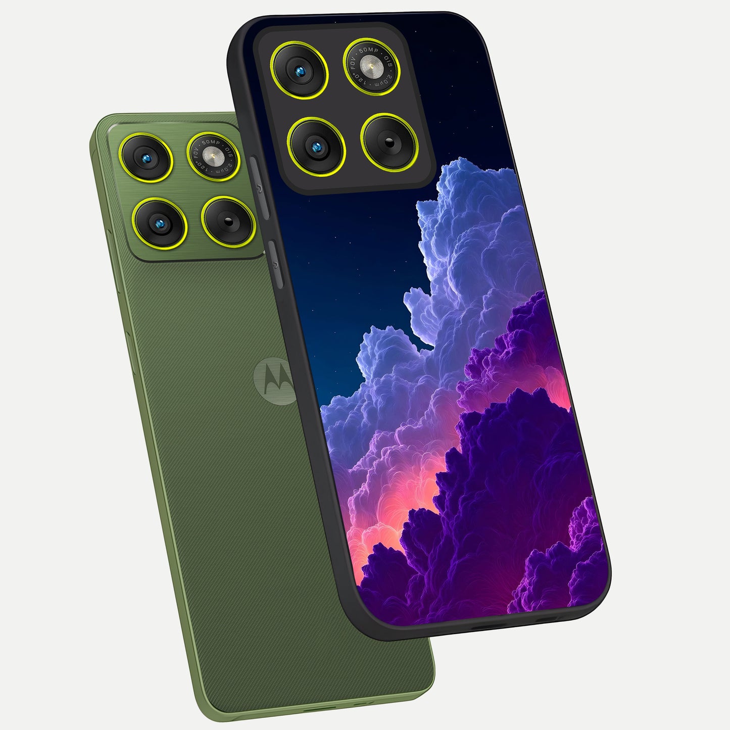  Dreamy Cloud Skies phone case For Moto Edge 70 showing premium glass back cover with detailed artwork