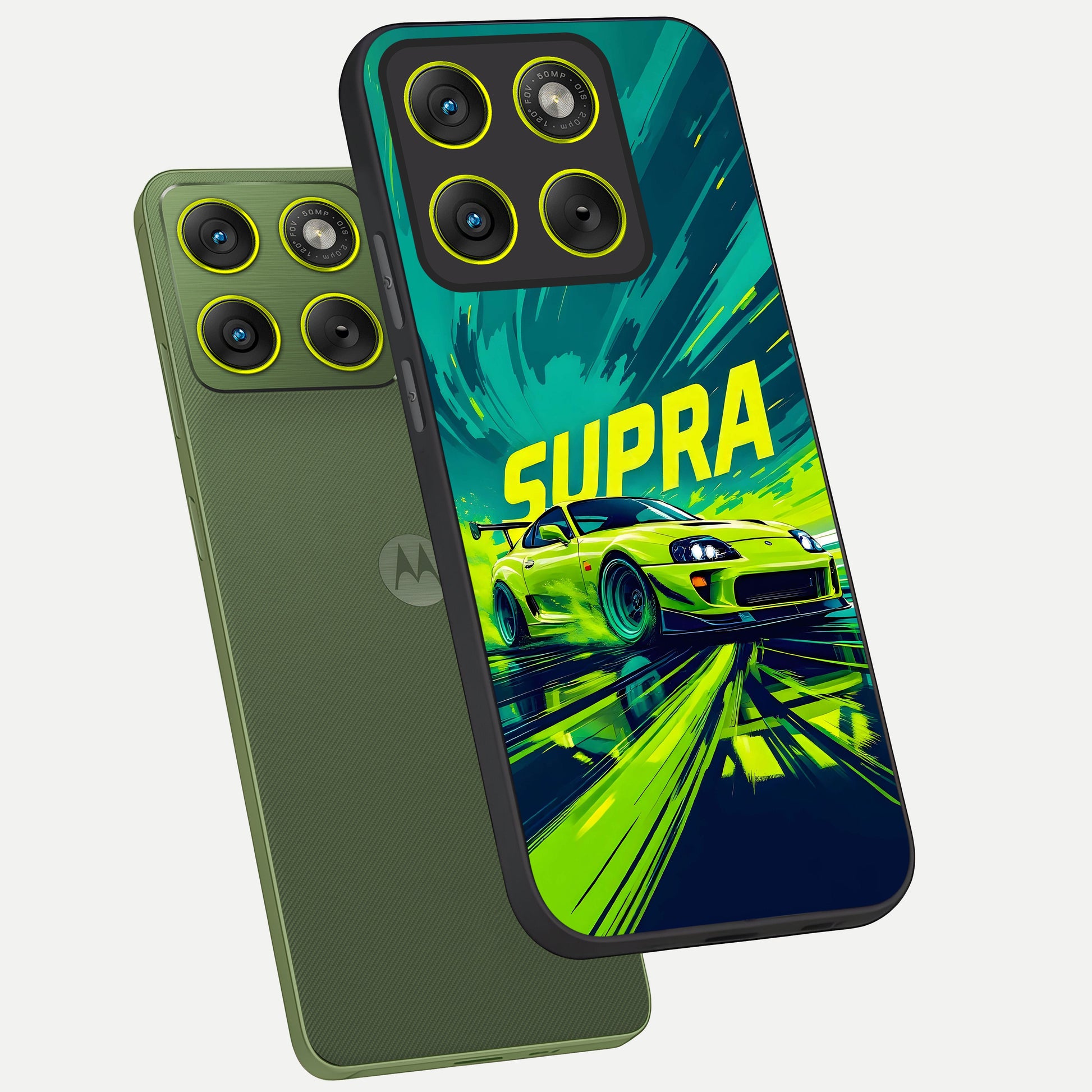  Electric Supra Thunder phone case For Moto Edge 70 showing premium glass back cover with detailed artwork