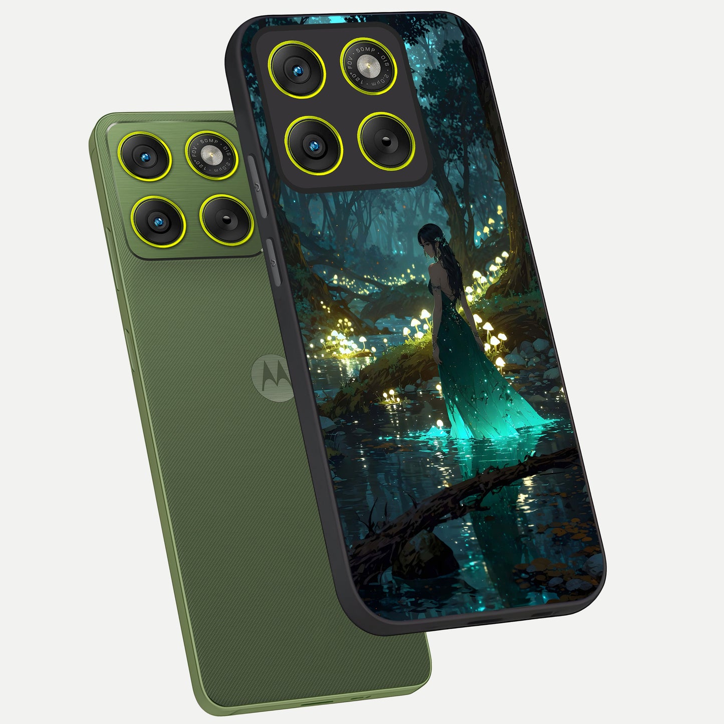  Enchanted Forest Glow phone case For Moto Edge 70 showing premium glass back cover with detailed artwork