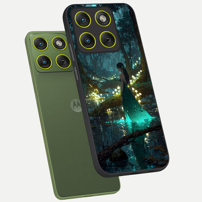  Enchanted Forest Glow phone case For Moto Edge 70 showing premium glass back cover with detailed artwork