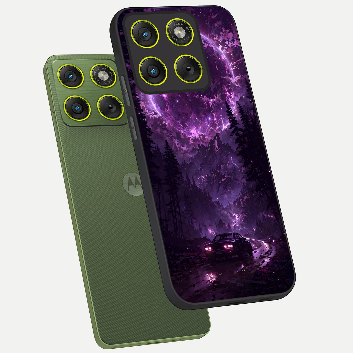  Eternal Cosmic Drive phone case For Moto Edge 70 showing premium glass back cover with detailed artwork