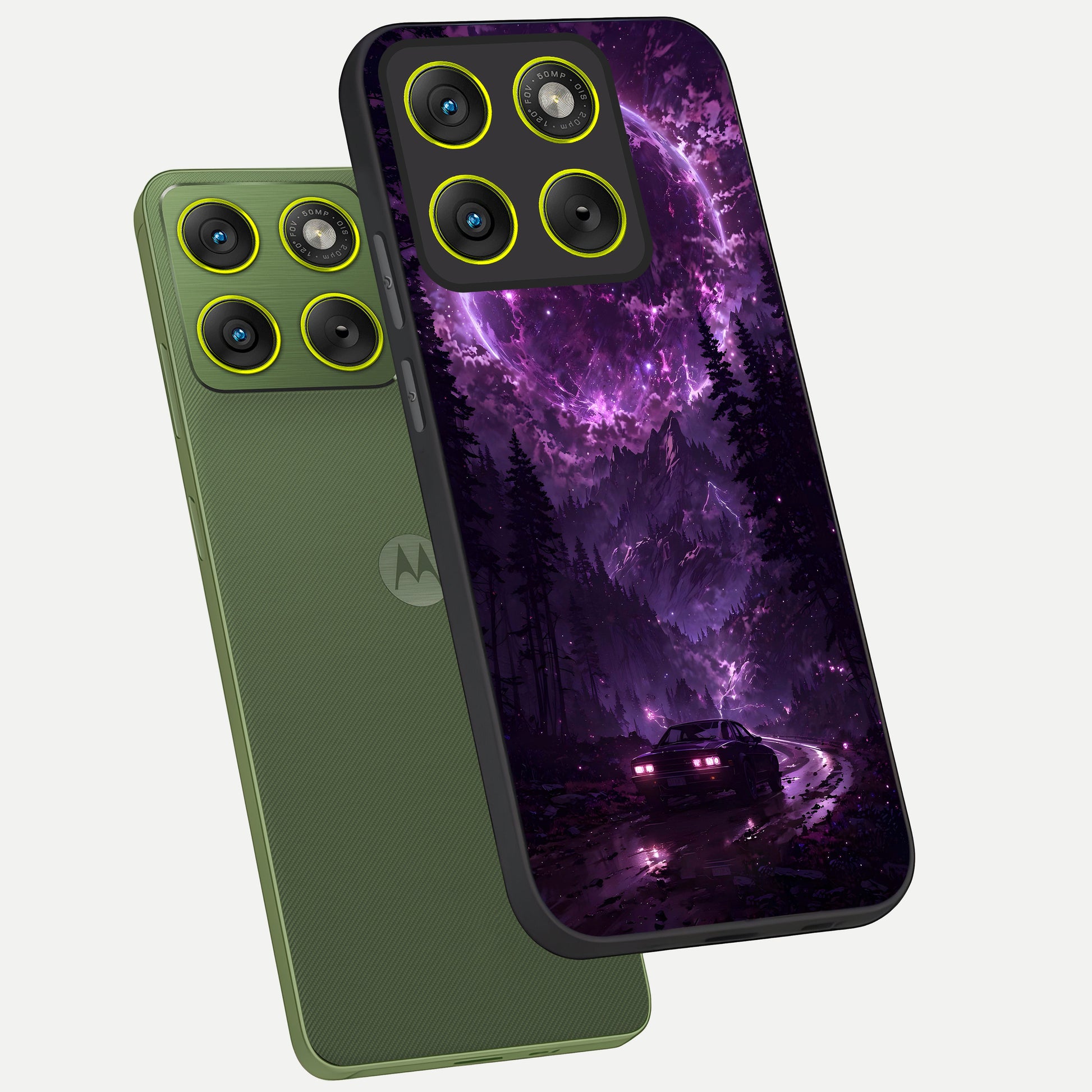  Eternal Cosmic Drive phone case For Moto Edge 70 showing premium glass back cover with detailed artwork