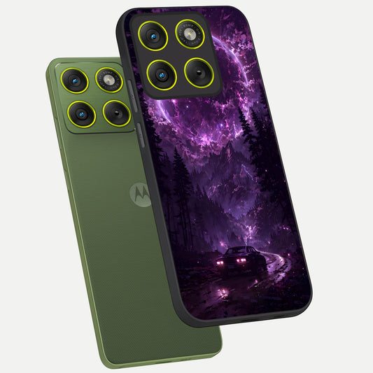  Eternal Cosmic Drive phone case For Moto Edge 70 showing premium glass back cover with detailed artwork