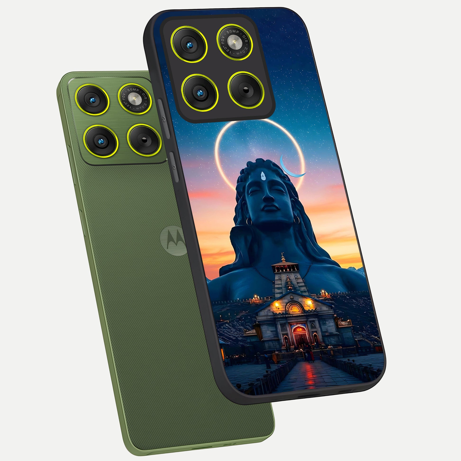  Eternal Shiva Aura phone case For Moto Edge 70 showing premium glass back cover with detailed artwork