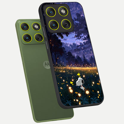  Firefly Meadow Magic phone case For Moto Edge 70 showing premium glass back cover with detailed artwork