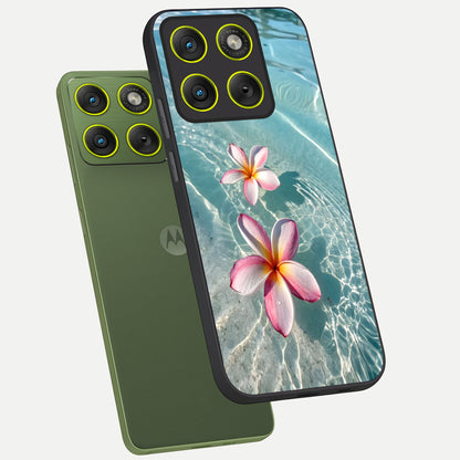  Floating Bloom Bliss phone case For Moto Edge 70 showing premium glass back cover with detailed artwork