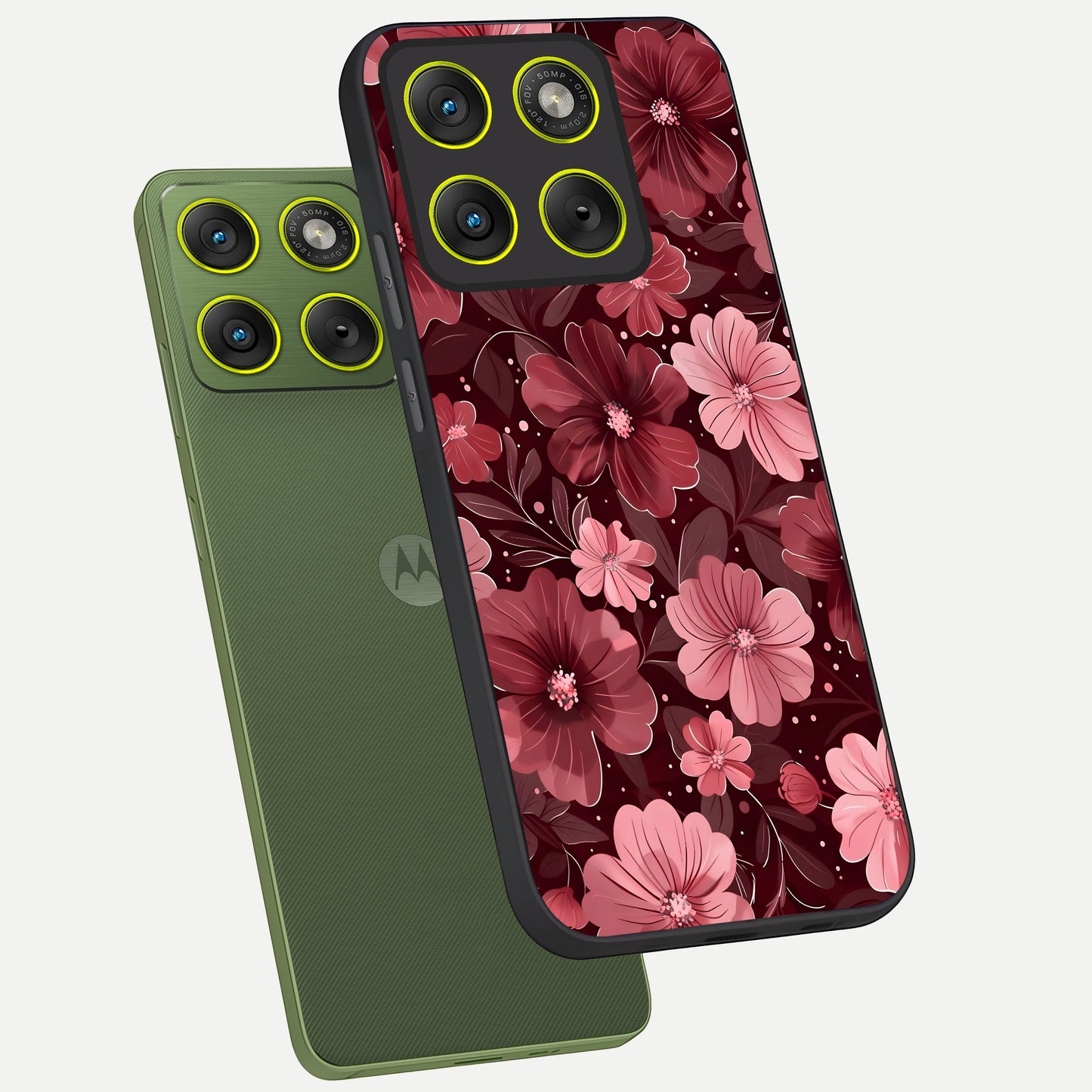  Flower Blush Bloom phone case For Moto Edge 70 showing premium glass back cover with detailed artwork
