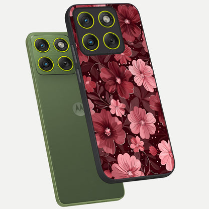  Flower Blush Bloom phone case For Moto Edge 70 showing premium glass back cover with detailed artwork