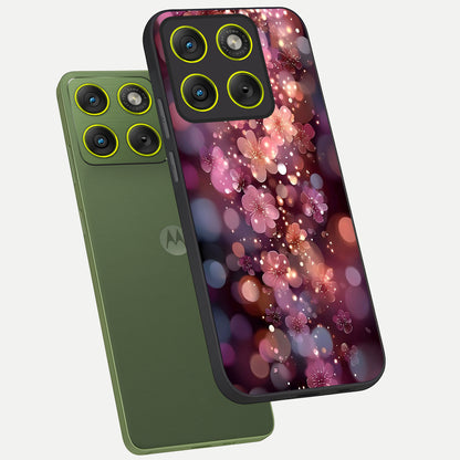  Glowing Petal Bliss phone case For Moto Edge 70 showing premium glass back cover with detailed artwork