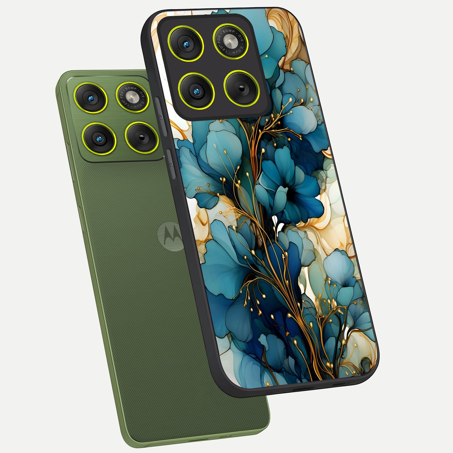  Golden Bloom Symphony phone case For Moto Edge 70 showing premium glass back cover with detailed artwork