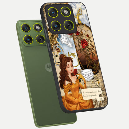  Golden Dream Belle phone case For Moto Edge 70 showing premium glass back cover with detailed artwork