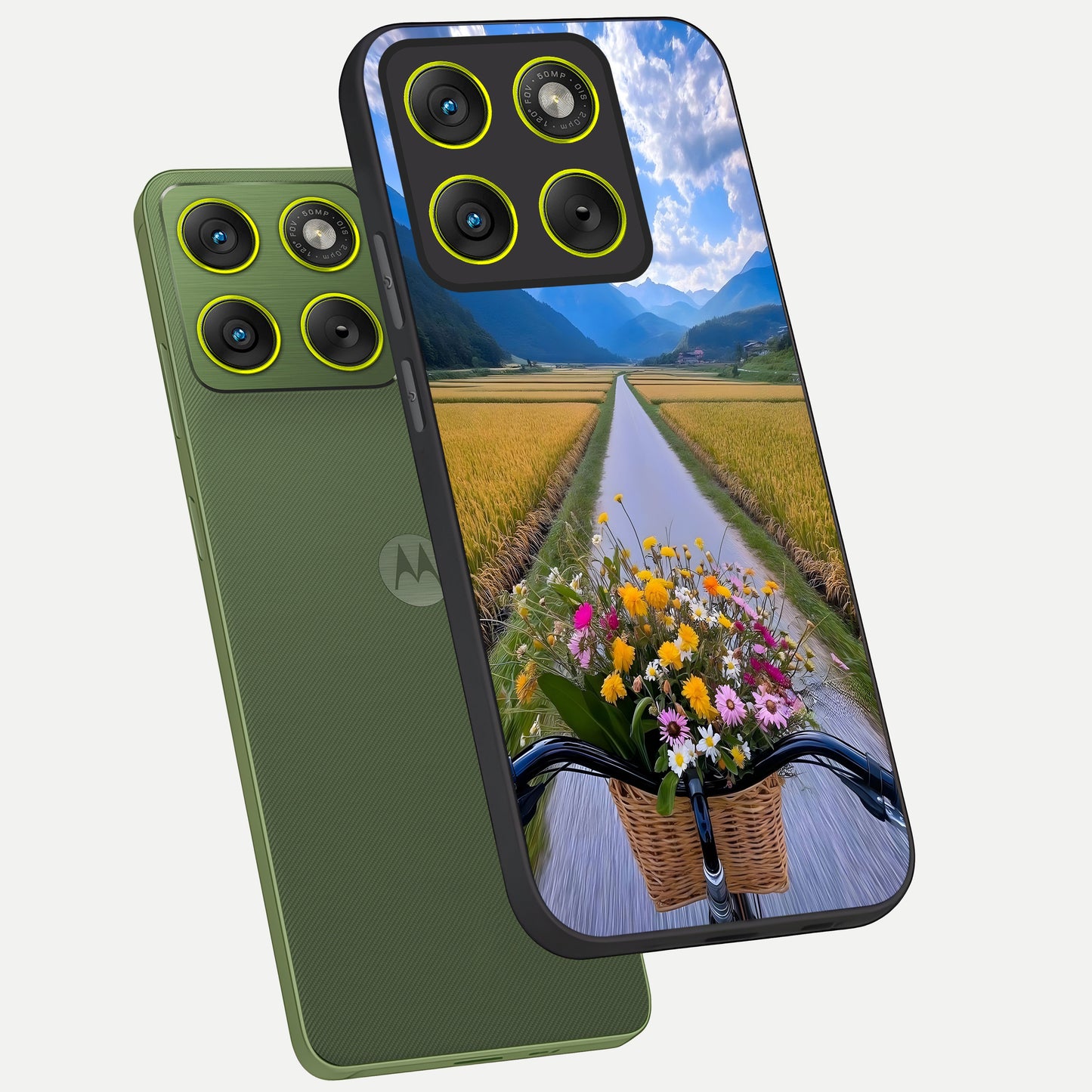 Golden Field Journey phone case For Moto Edge 70 showing premium glass back cover with detailed artwork