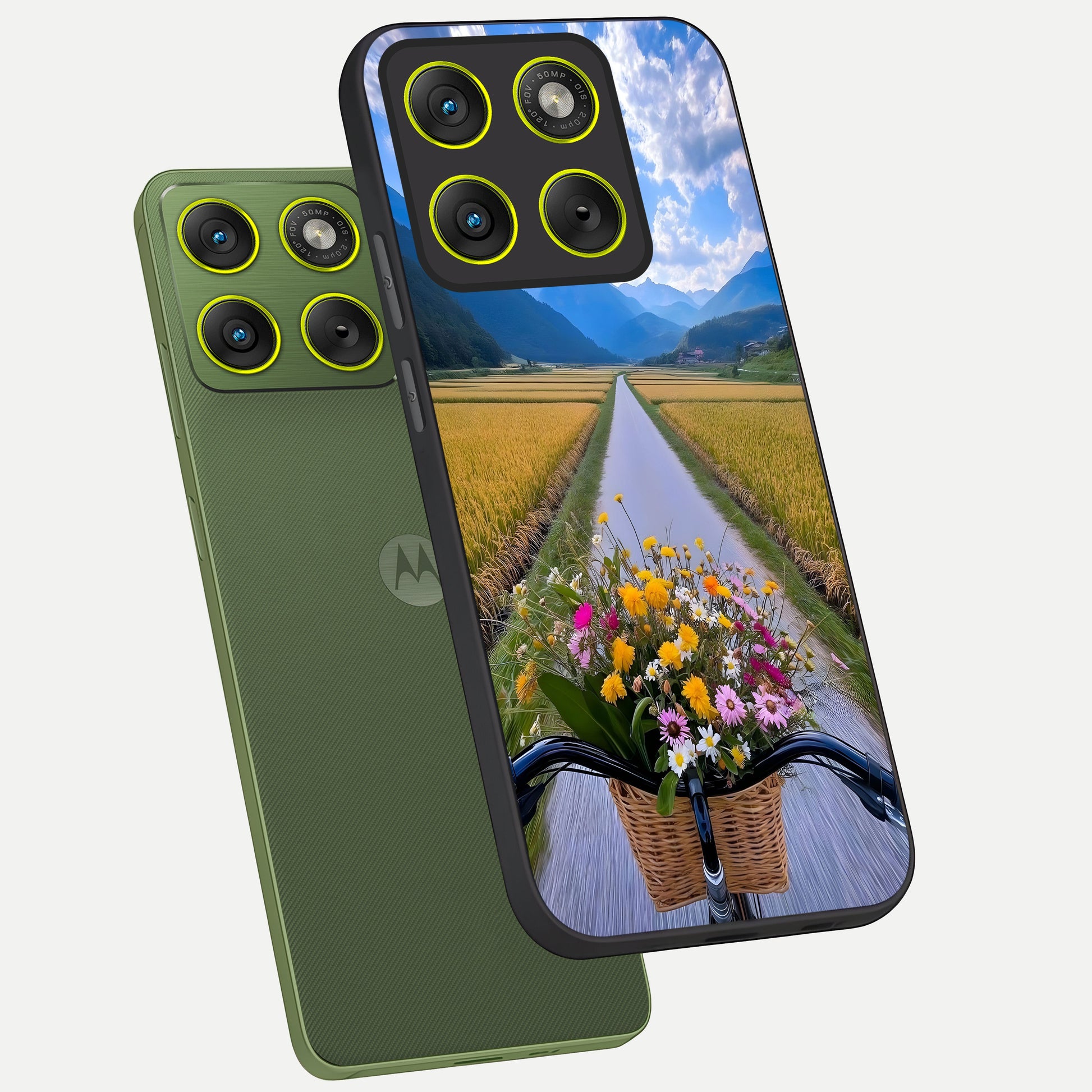  Golden Field Journey phone case For Moto Edge 70 showing premium glass back cover with detailed artwork