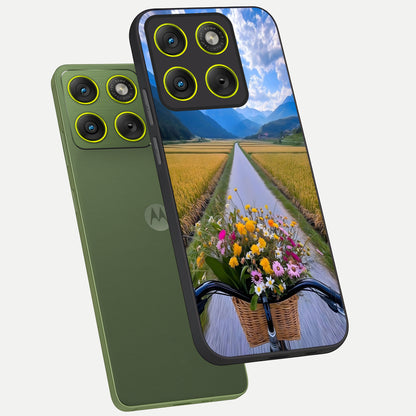  Golden Field Journey phone case For Moto Edge 70 showing premium glass back cover with detailed artwork