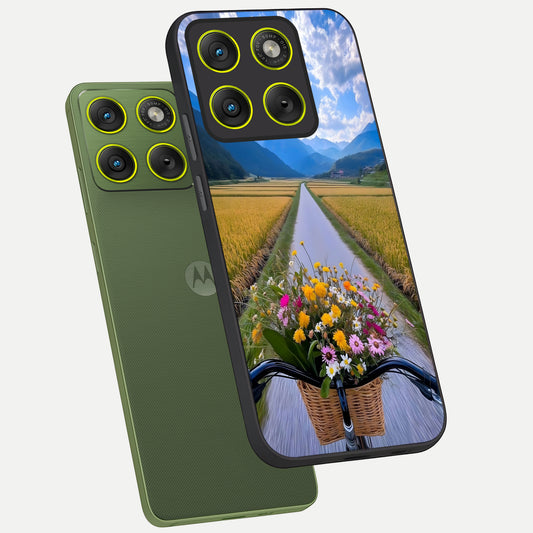  Golden Field Journey phone case For Moto Edge 70 showing premium glass back cover with detailed artwork