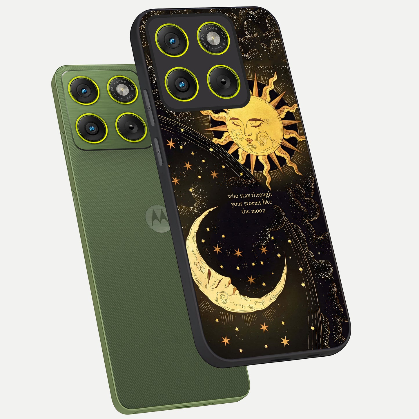  Golden Lunar Love phone case For Moto Edge 70 showing premium glass back cover with detailed artwork