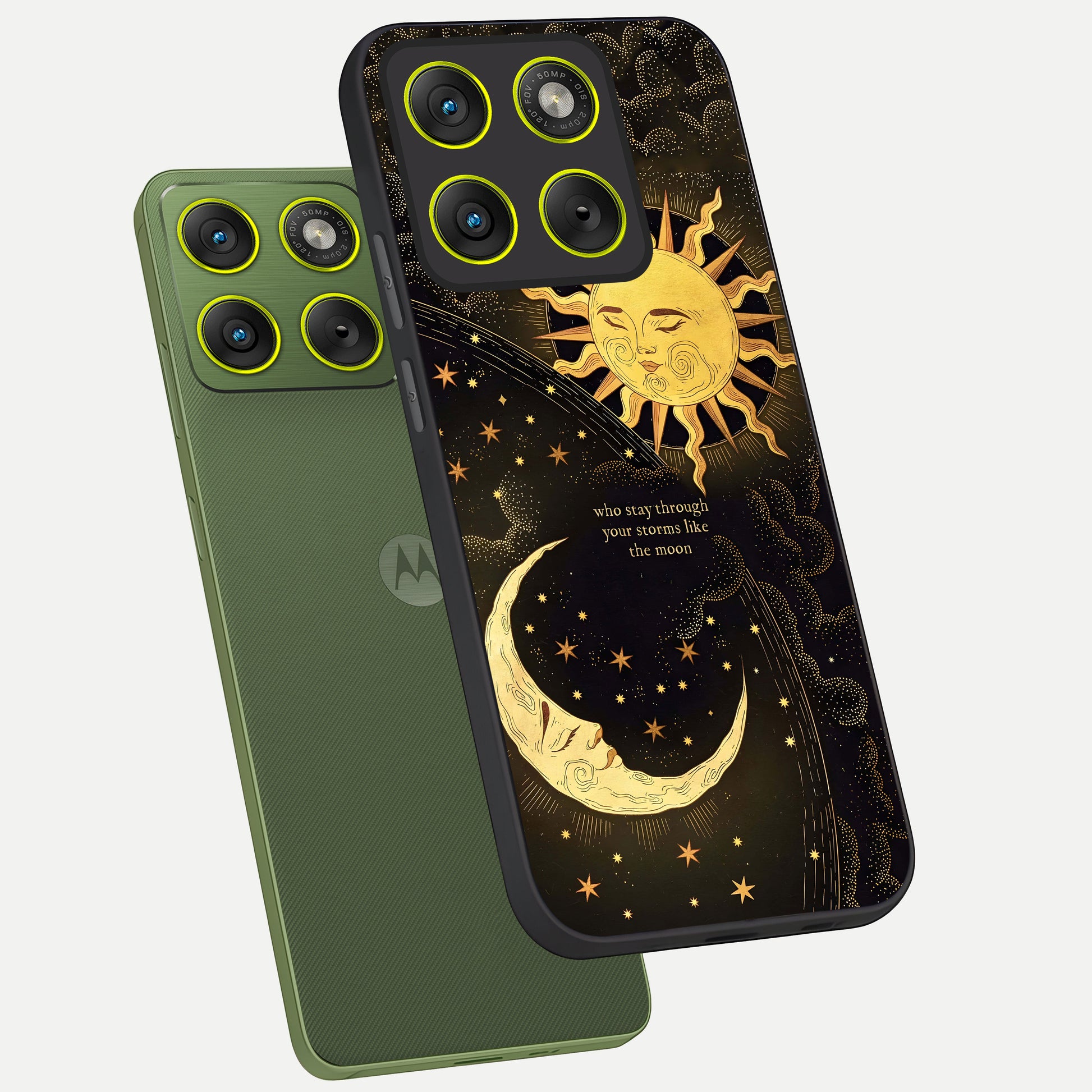  Golden Lunar Love phone case For Moto Edge 70 showing premium glass back cover with detailed artwork