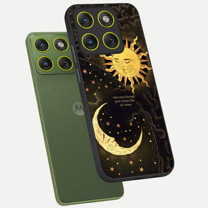  Golden Lunar Love phone case For Moto Edge 70 showing premium glass back cover with detailed artwork