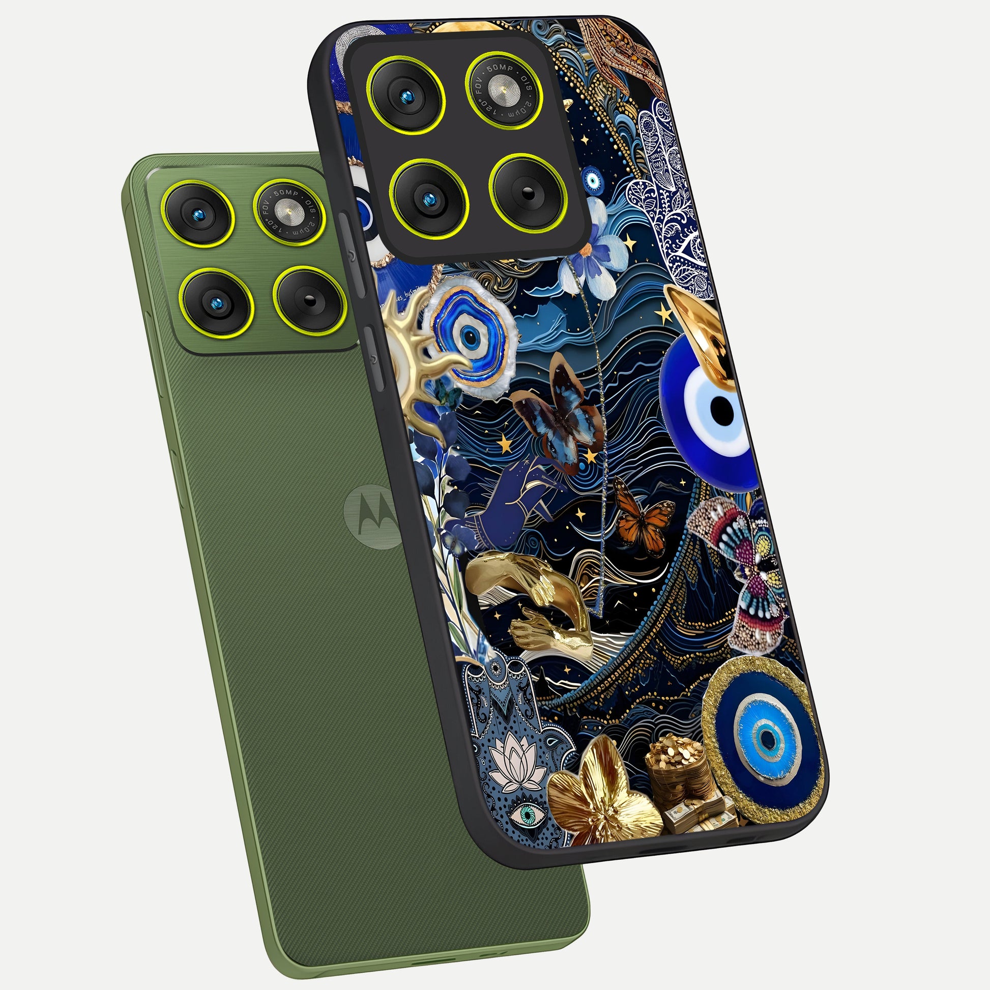  Golden Moon Magic phone case For Moto Edge 70 showing premium glass back cover with detailed artwork