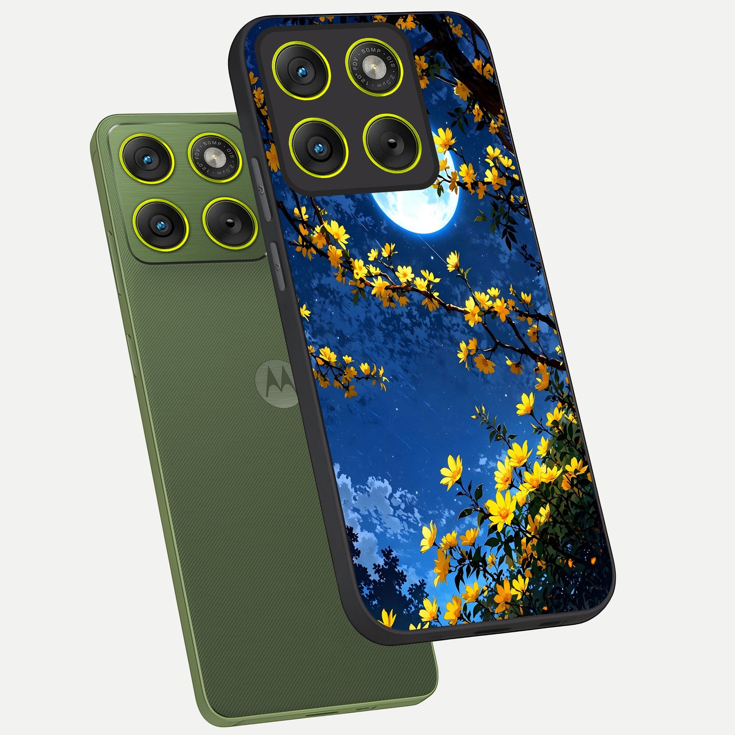  Golden Night Glow phone case For Moto Edge 70 showing premium glass back cover with detailed artwork