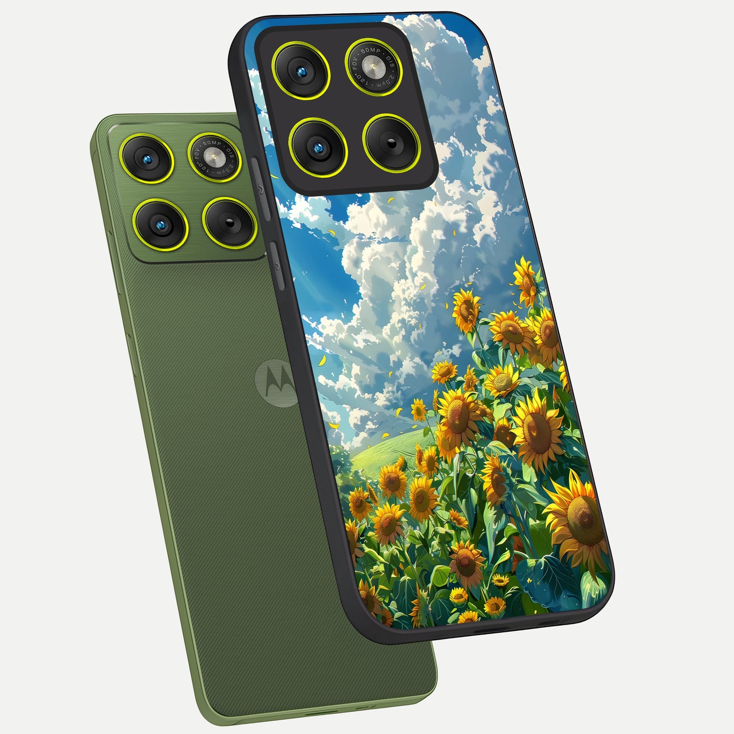  Golden Sun Glory phone case For Moto Edge 70 showing premium glass back cover with detailed artwork