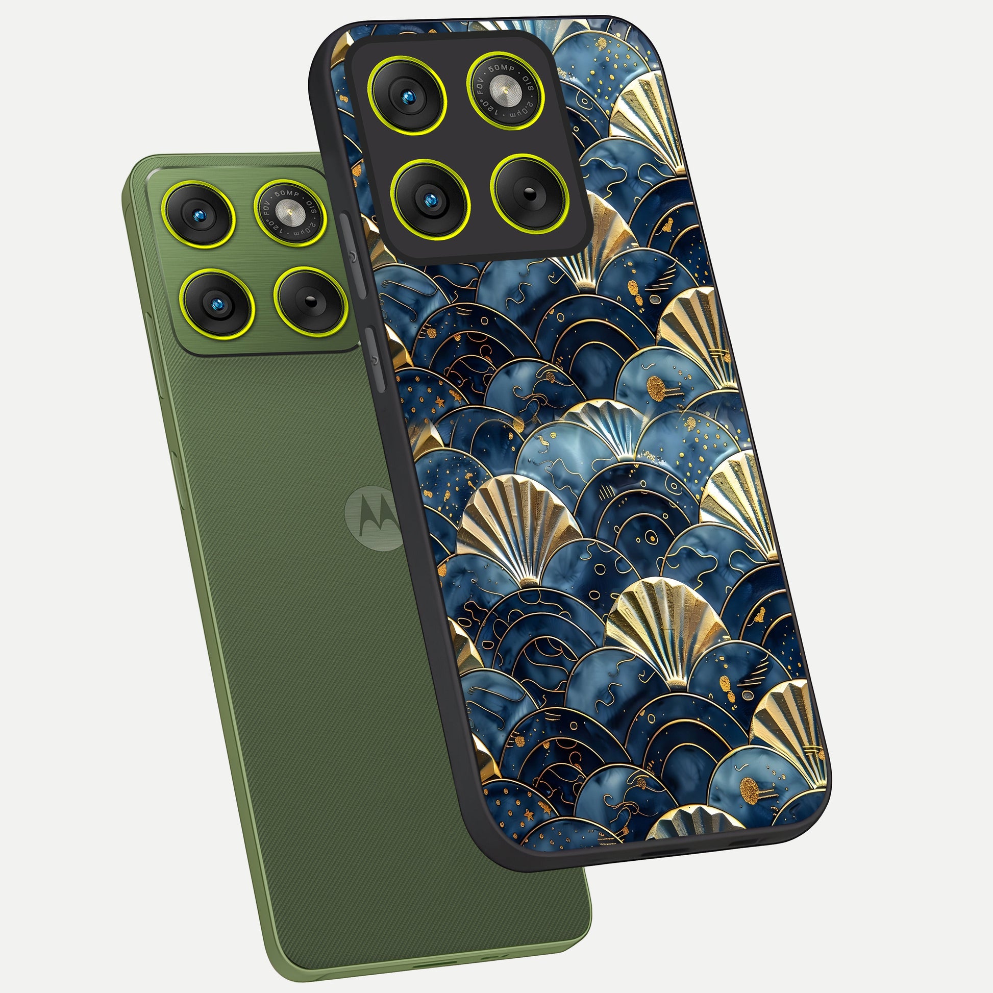  Golden Wave Luxe phone case For Moto Edge 70 showing premium glass back cover with detailed artwork