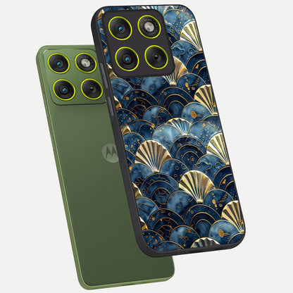  Golden Wave Luxe phone case For Moto Edge 70 showing premium glass back cover with detailed artwork