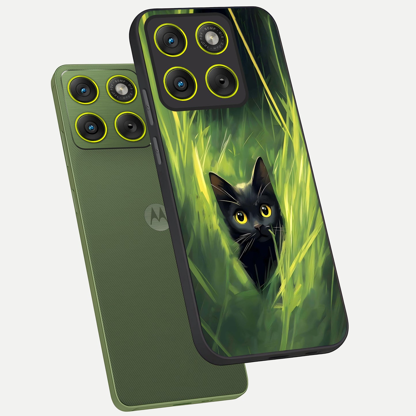  Hidden Cat Whisper phone case For Moto Edge 70 showing premium glass back cover with detailed artwork
