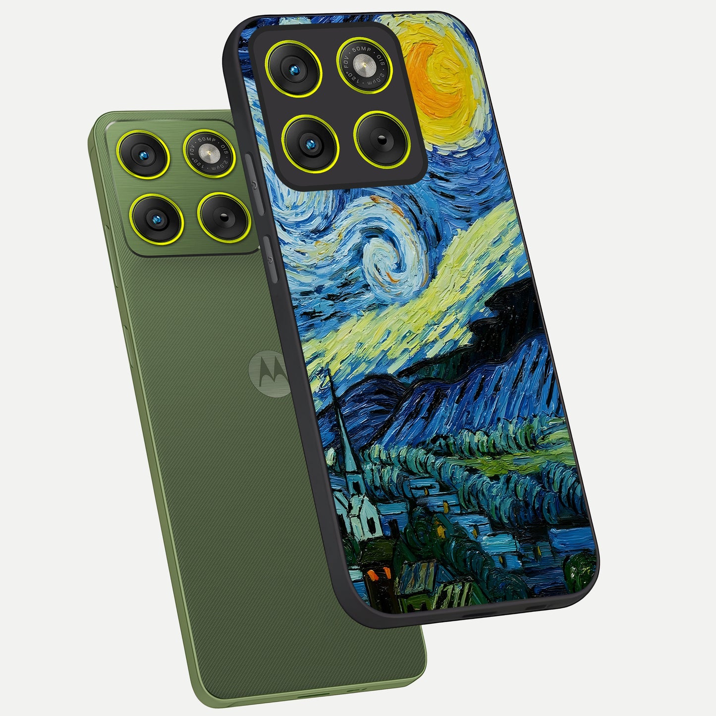  Inspired Van Gogh Art phone case For Moto Edge 70 showing premium glass back cover with detailed artwork