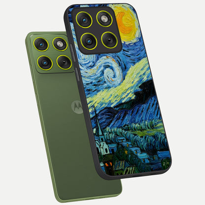 Inspired Van Gogh Art phone case For Moto Edge 70 showing premium glass back cover with detailed artwork