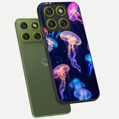  Jellyfish Pattern phone case For Moto Edge 70 showing premium glass back cover with detailed artwork