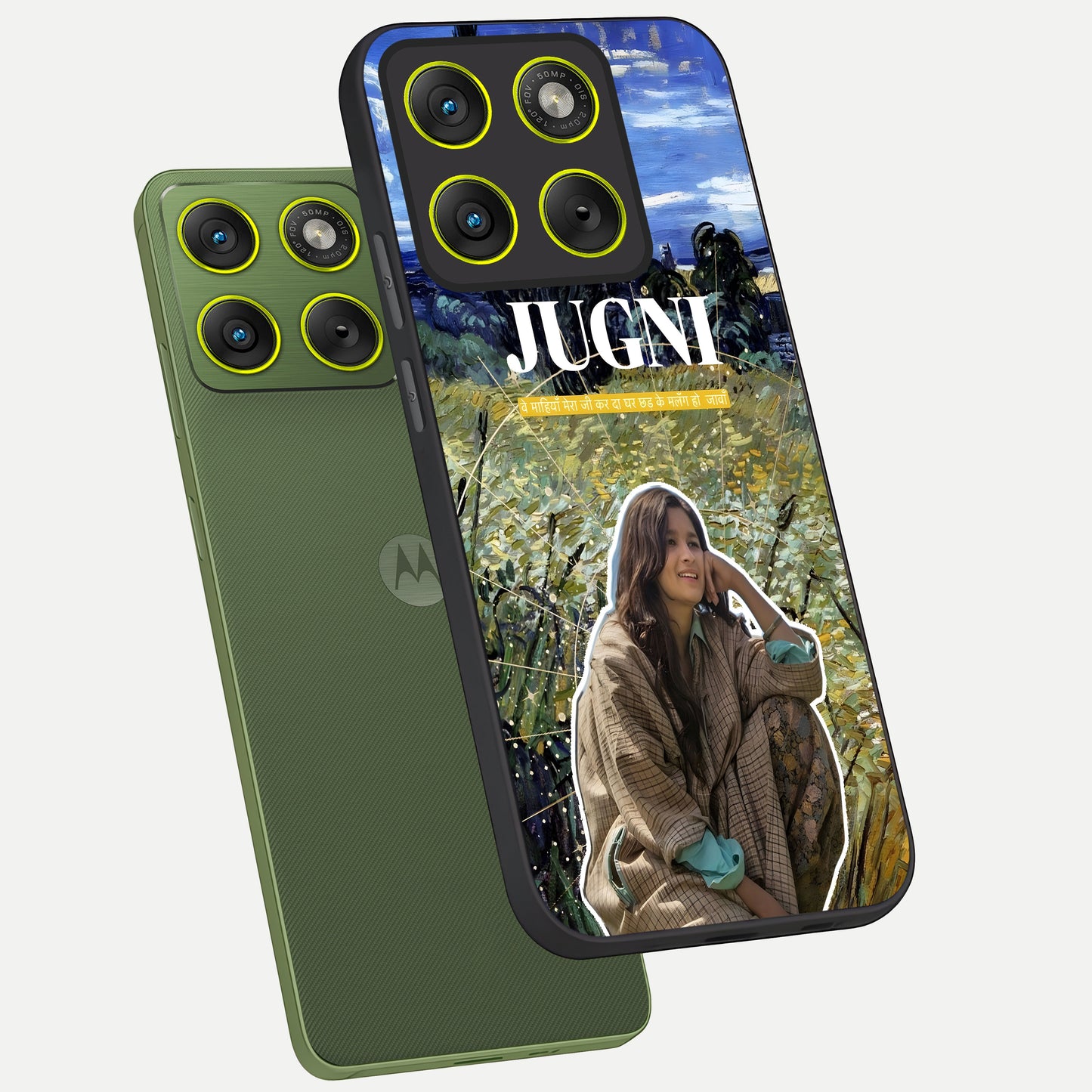  Jugni Soul Vibes phone case For Moto Edge 70 showing premium glass back cover with detailed artwork