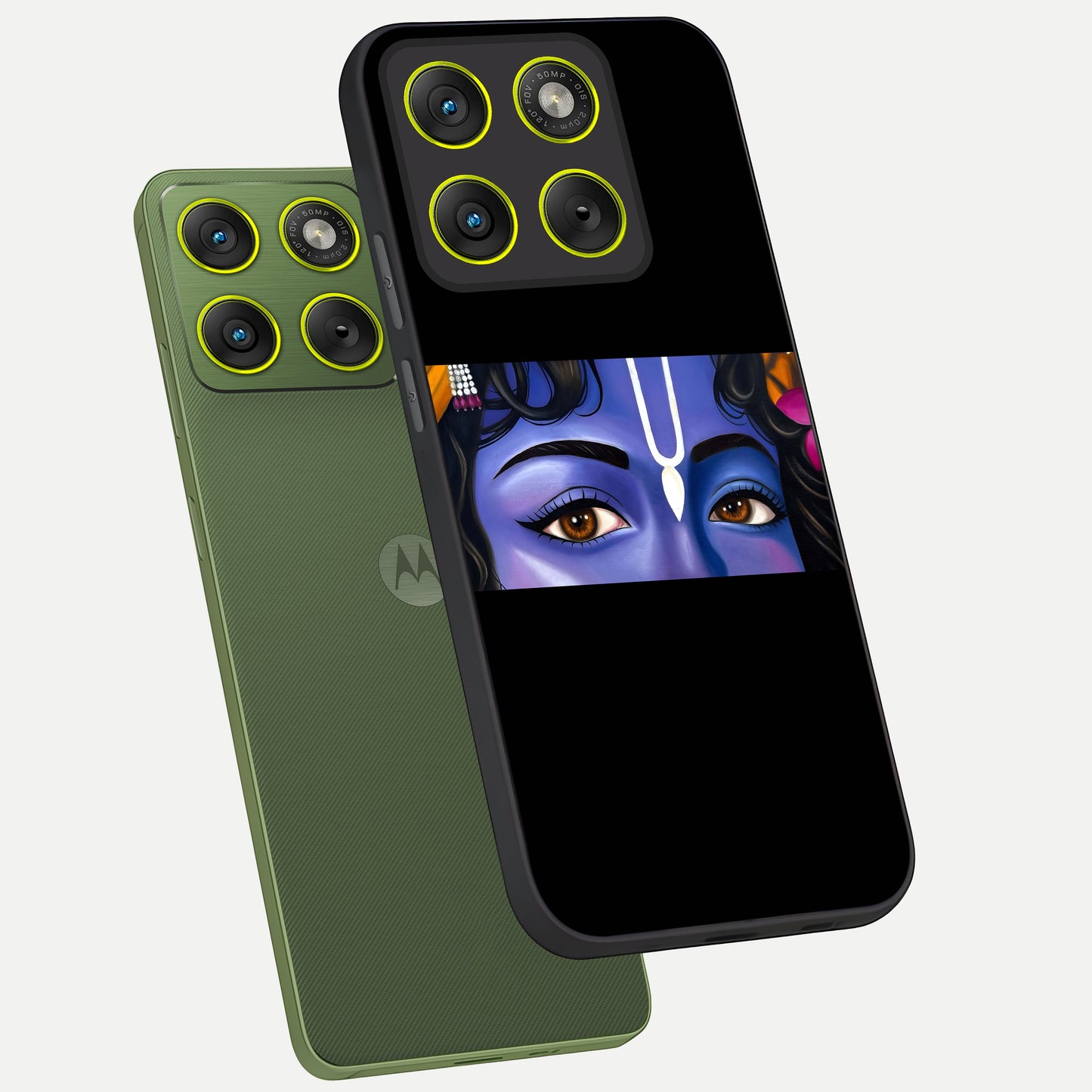  Krishna Eye phone case For Moto Edge 70 showing premium glass back cover with detailed artwork