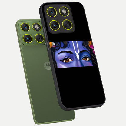  Krishna Eye phone case For Moto Edge 70 showing premium glass back cover with detailed artwork