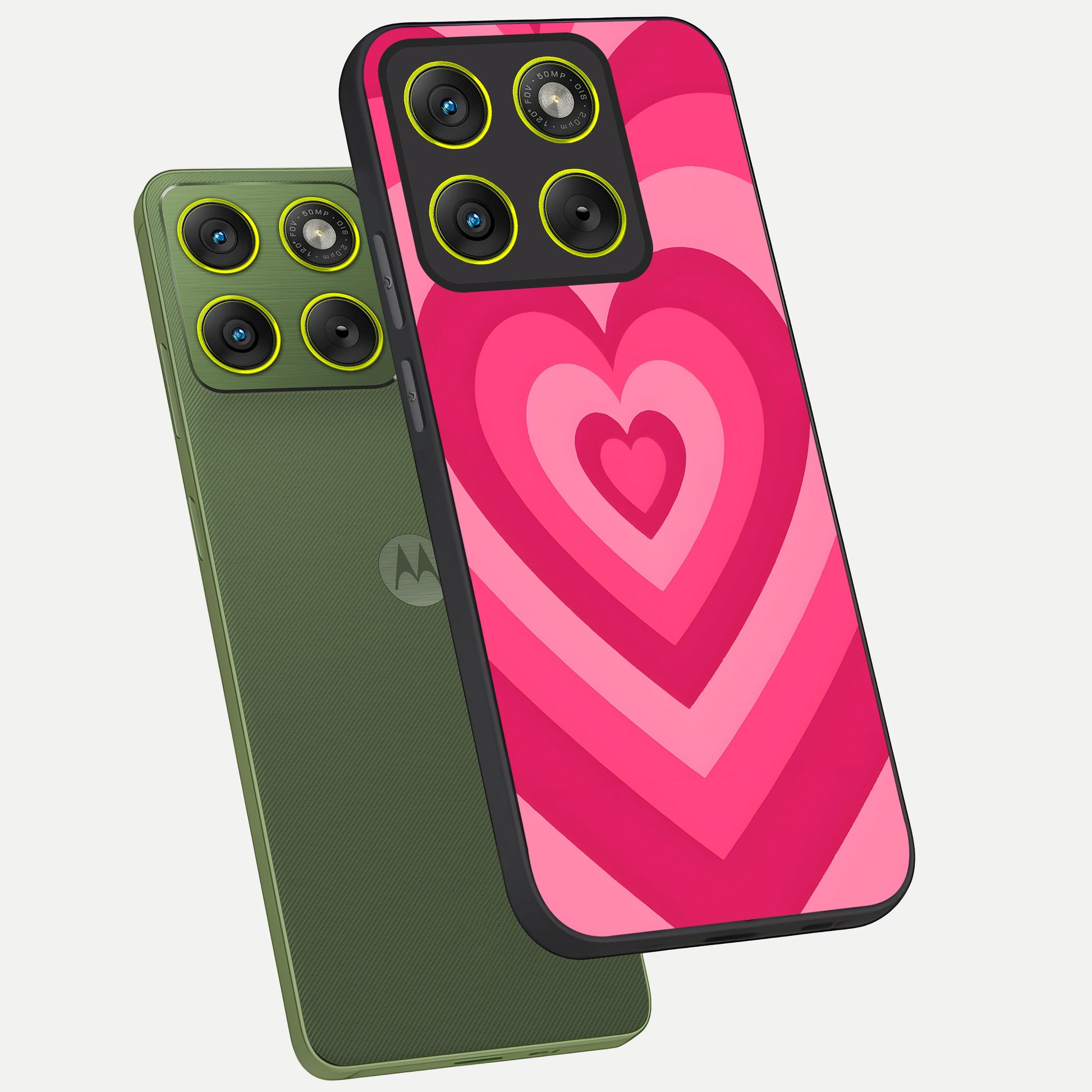  Layered Love Hearts phone case For Moto Edge 70 showing premium glass back cover with detailed artwork