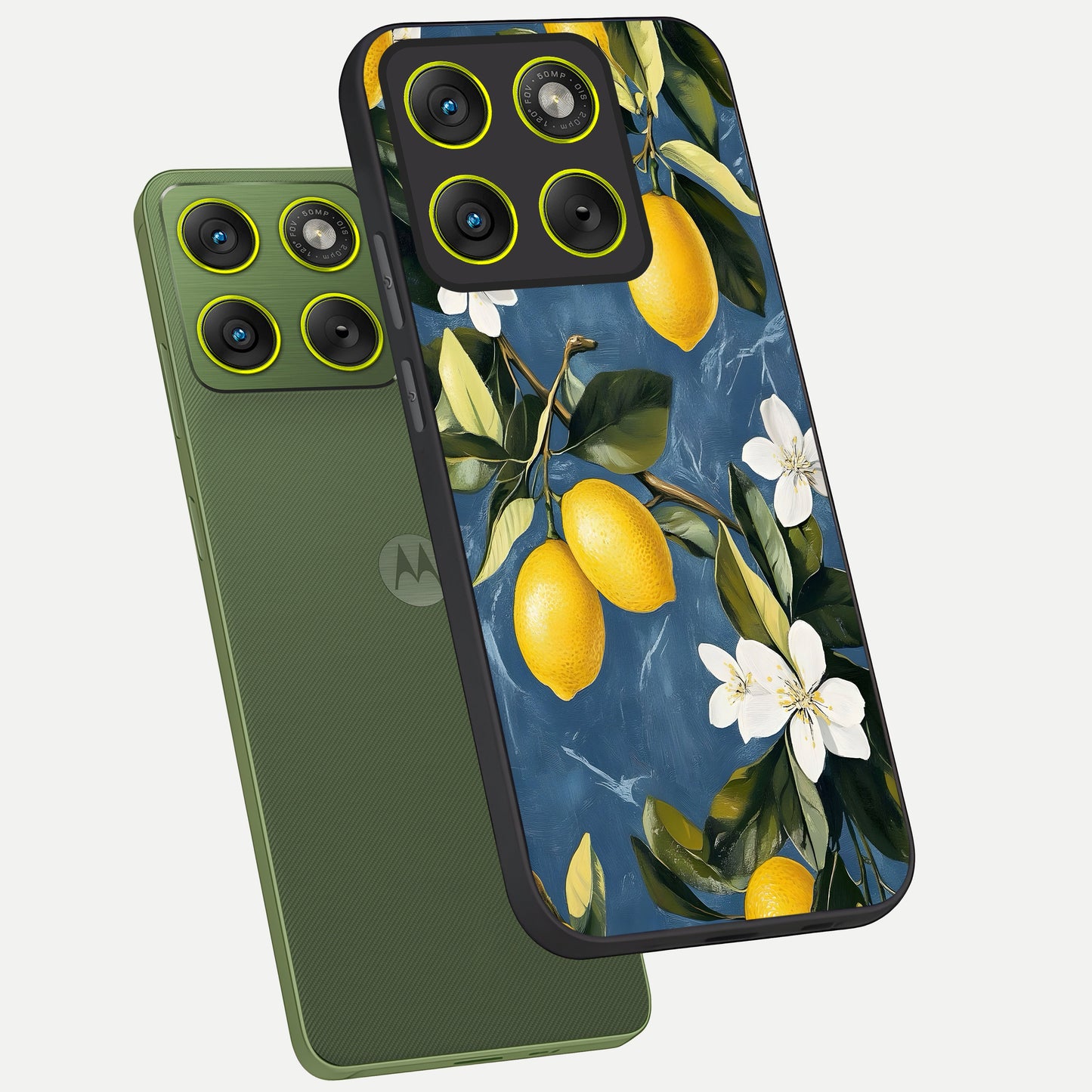  Lemon Dream Garden phone case For Moto Edge 70 showing premium glass back cover with detailed artwork