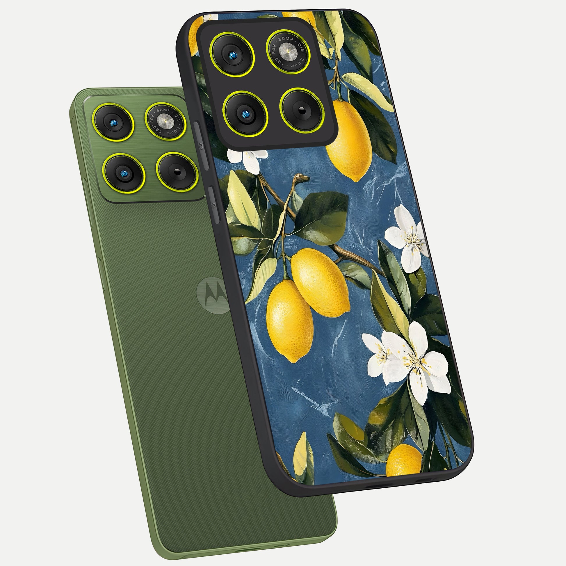  Lemon Dream Garden phone case For Moto Edge 70 showing premium glass back cover with detailed artwork