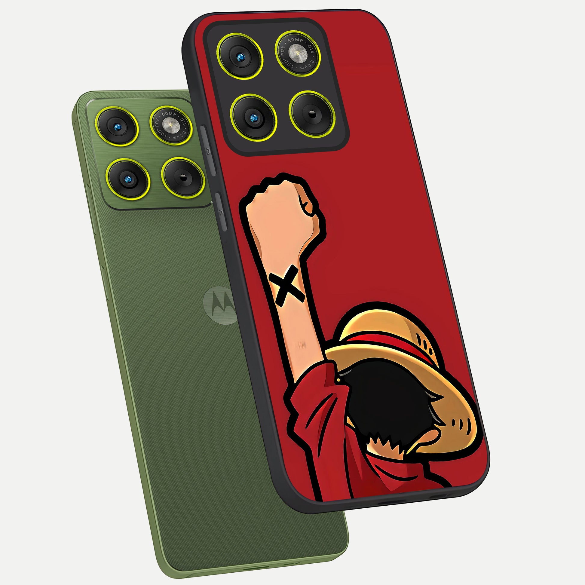  Luffy X Spirit phone case For Moto Edge 70 showing premium glass back cover with detailed artwork