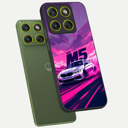  MS Neon Car phone case For Moto Edge 70 showing premium glass back cover with detailed artwork
