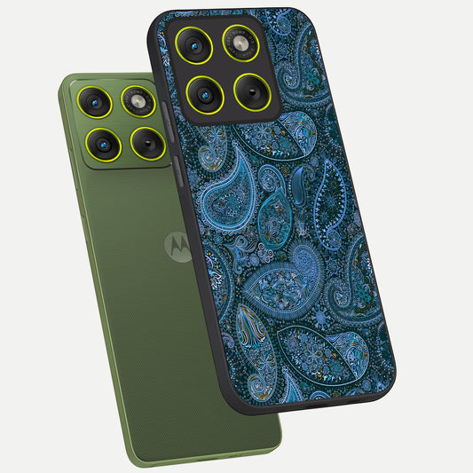  Midnight Paisley Glow phone case For Moto Edge 70 showing premium glass back cover with detailed artwork