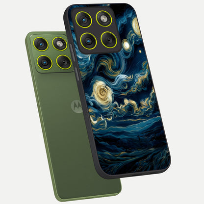  Midnight Sky Whirl phone case For Moto Edge 70 showing premium glass back cover with detailed artwork