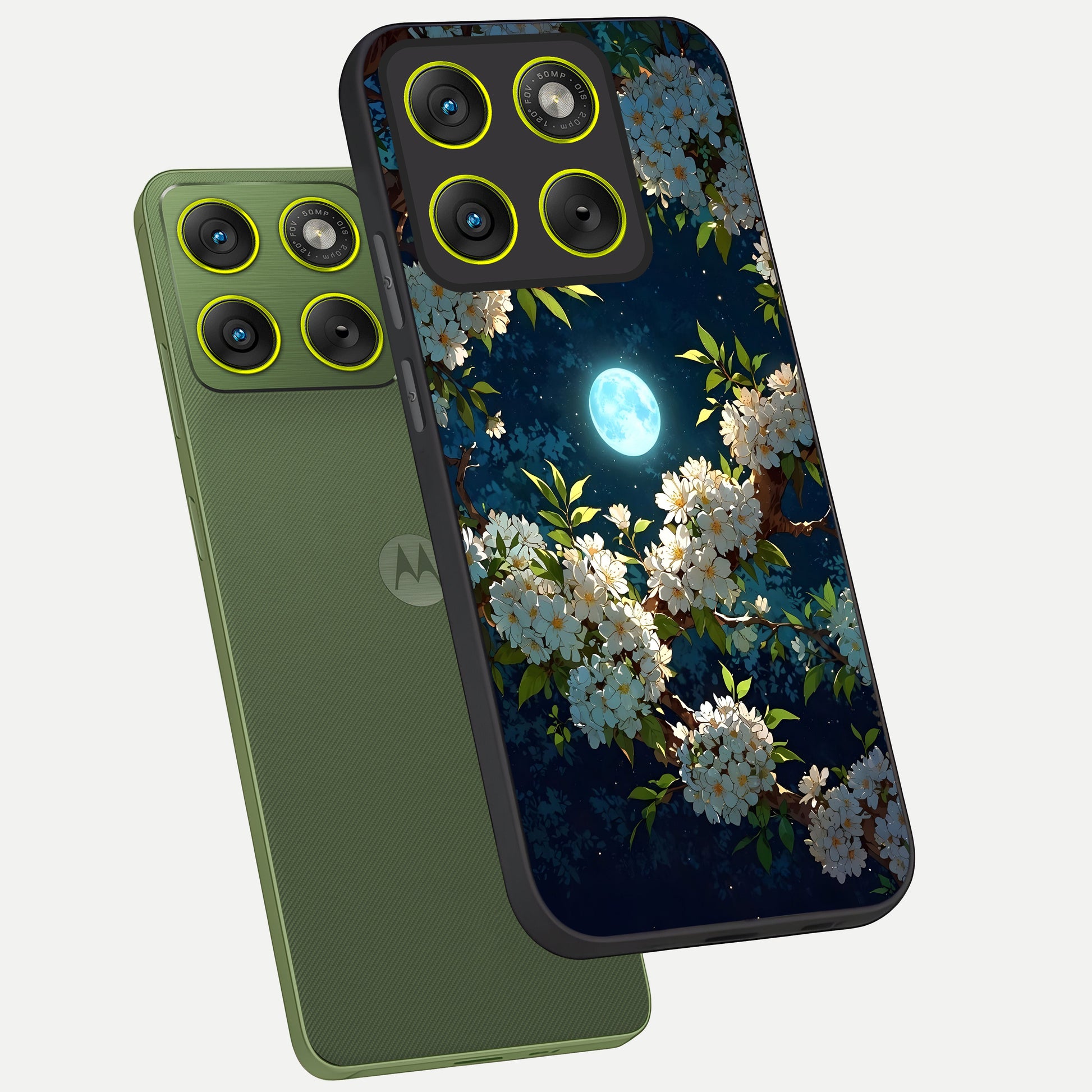  Moonlit Blossom Dream phone case For Moto Edge 70 showing premium glass back cover with detailed artwork