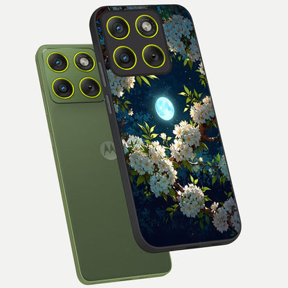  Moonlit Blossom Dream phone case For Moto Edge 70 showing premium glass back cover with detailed artwork