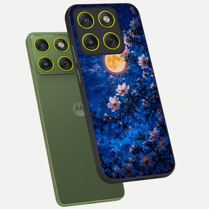  Moonlit Blossoms Night phone case For Moto Edge 70 showing premium glass back cover with detailed artwork
